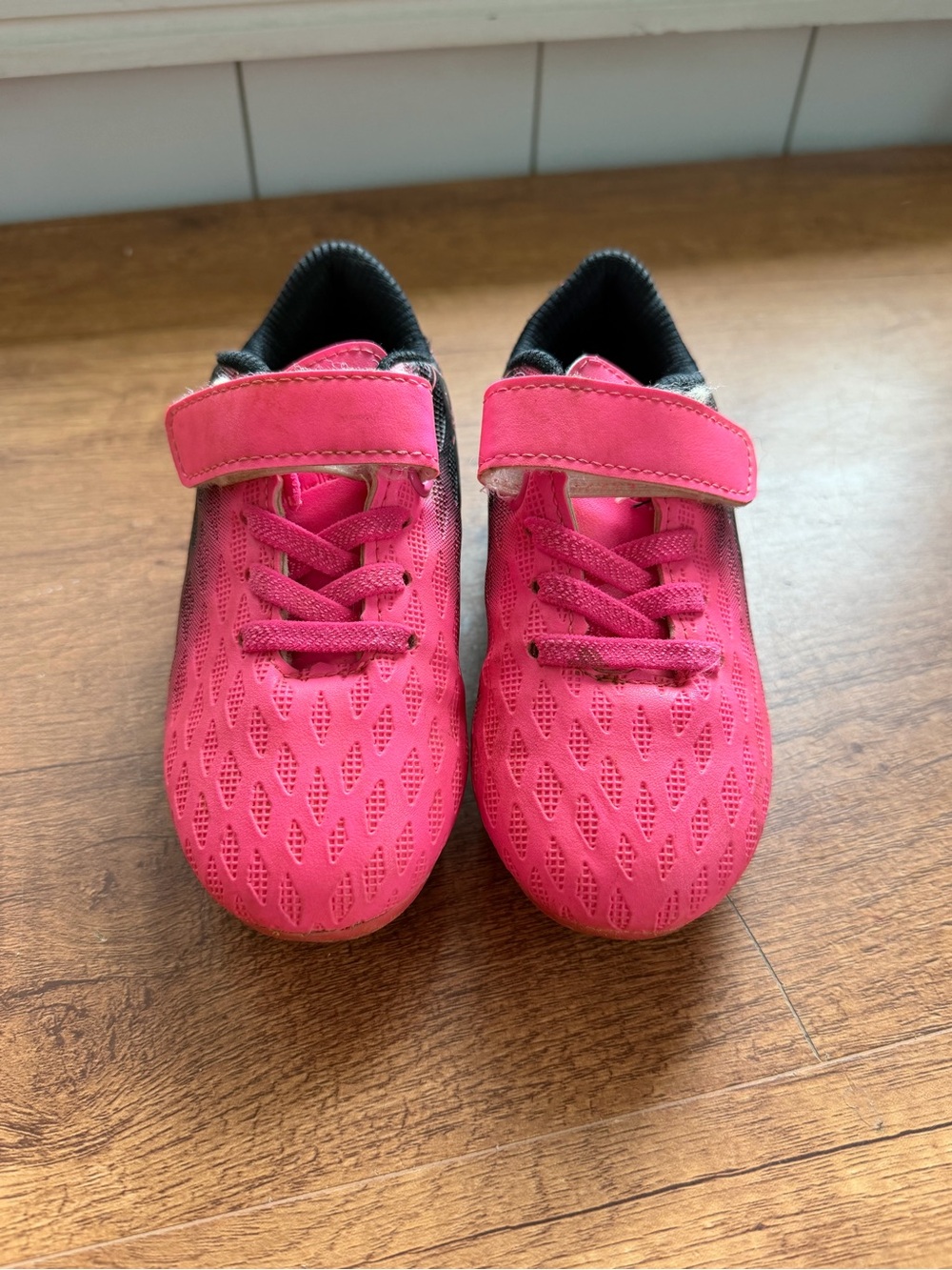 Kids Pink Soccer Cleats with Strap